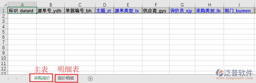 采購詢價導入表格