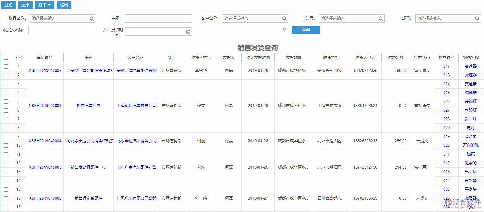 銷(xiāo)售發(fā)貨查詢(xún)