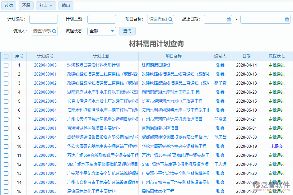 材料需用計(jì)劃查詢(xún)