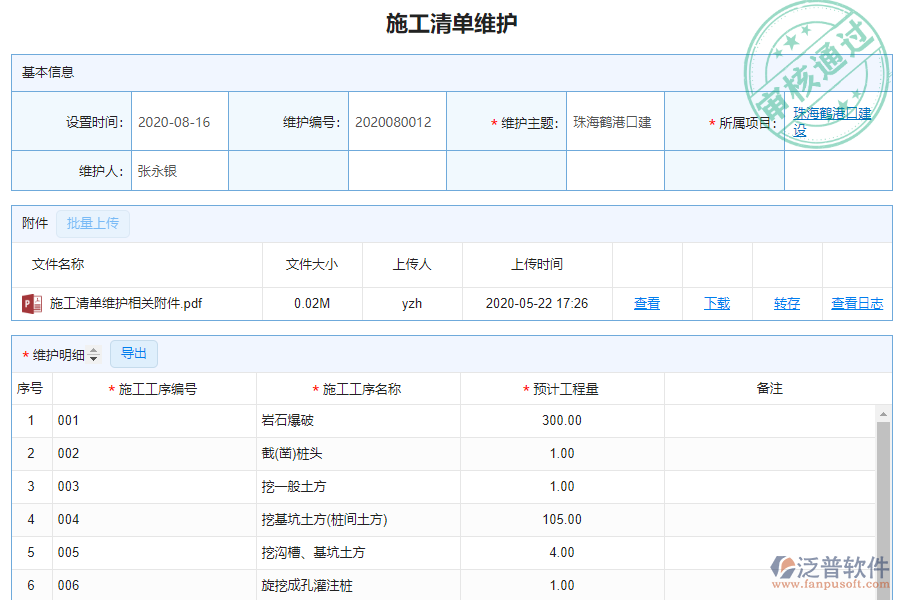 泛普電力工程企業(yè)管理系統(tǒng)中施工清單維護(hù)查詢的價(jià)值