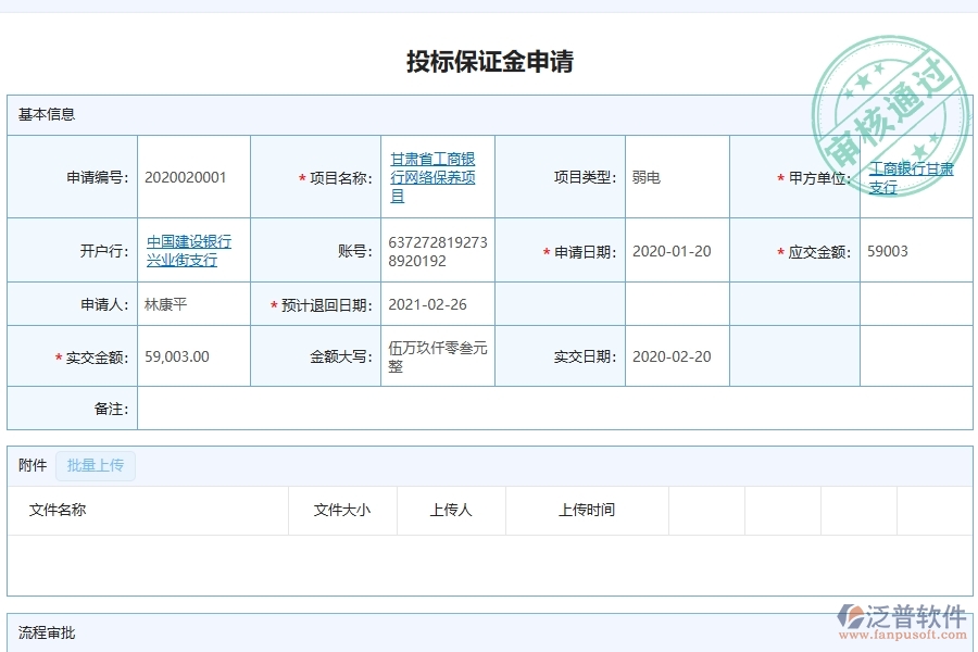泛普軟件-弱電工程企業(yè)管理系統中投標保證金匯總表的管控點及作用