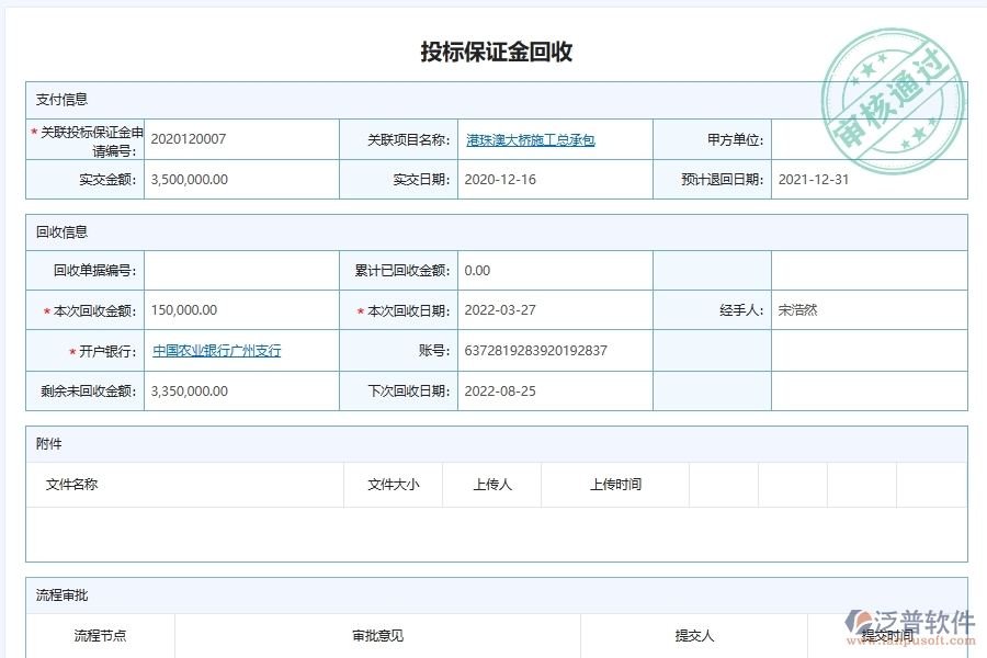 泛普軟件-路橋工程企業(yè)管理系統(tǒng)如何有效提高投標保證金管理中的投標保證金回收