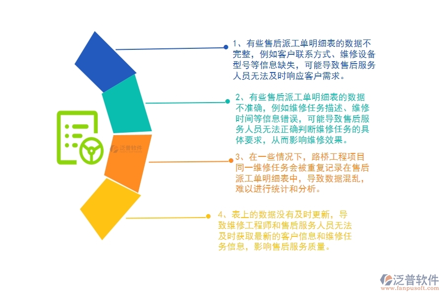 在路橋工程企業(yè)管理中售后派工單明細(xì)表方面存在的問(wèn)題