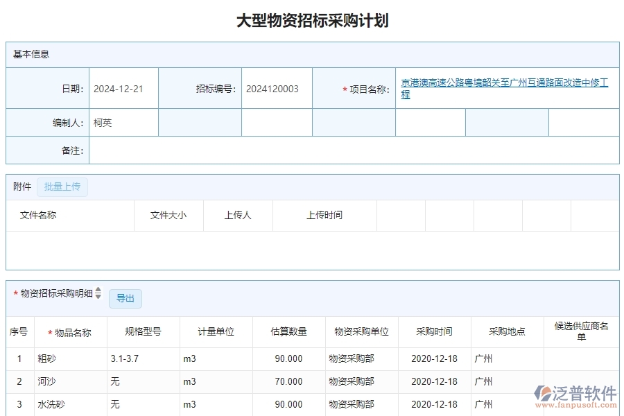 二、泛普軟件-公路工程系統(tǒng)如何解決企業(yè)大型物資招標(biāo)采購計劃管理的痛點