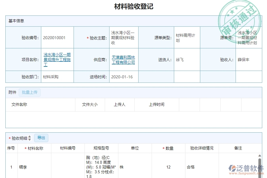 二、泛普軟件-機(jī)電工程企業(yè)材料驗(yàn)收明細(xì)查詢管理系統(tǒng)的管控點(diǎn)