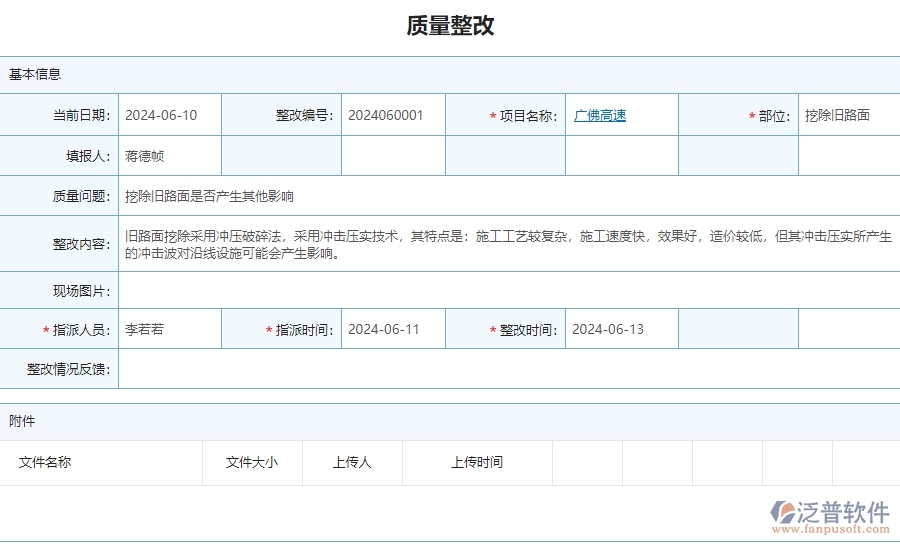 三、泛普軟件-公路工程企業(yè)管理系統(tǒng)中質(zhì)量整改的應(yīng)用場(chǎng)景