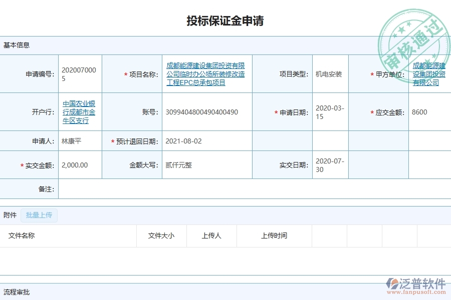 泛普軟件-路橋工程企業(yè)管理系統(tǒng)中投標保證金匯總表的主要功能