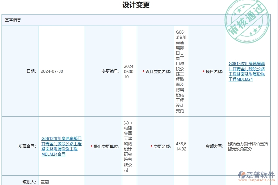 泛普軟件-路橋工程企業(yè)管理系統(tǒng)的設(shè)計(jì)變更查詢方案對(duì)于企業(yè)經(jīng)營(yíng)的價(jià)值