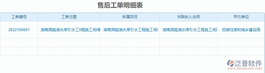 二、泛普軟件-公路工程項(xiàng)目管理系統(tǒng)在售后工單明細(xì)表中的作用