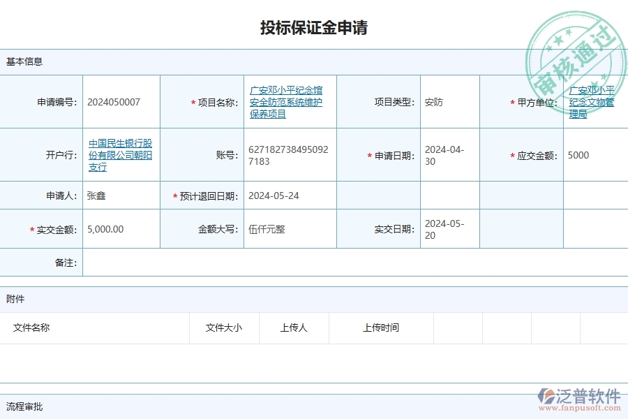 三、泛普軟件-安防工程企業(yè)管理系統(tǒng)中投標保證金的核心功能