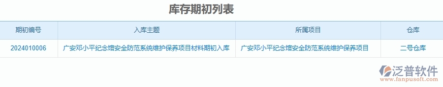 二、泛普軟件-安防工程項(xiàng)目管理系統(tǒng)在庫(kù)存期初中的方案
