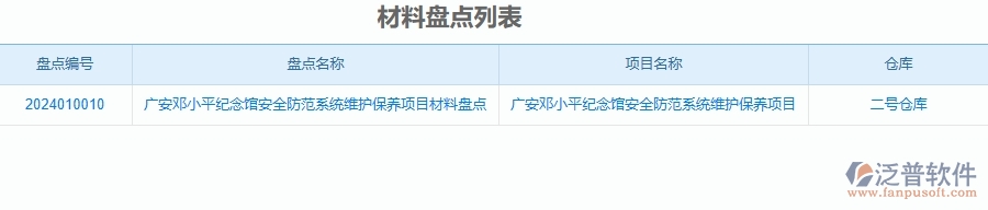 二、泛普軟件-安防工程企業(yè)管理系統(tǒng)中材料盤點(diǎn)的管控點(diǎn)及作用